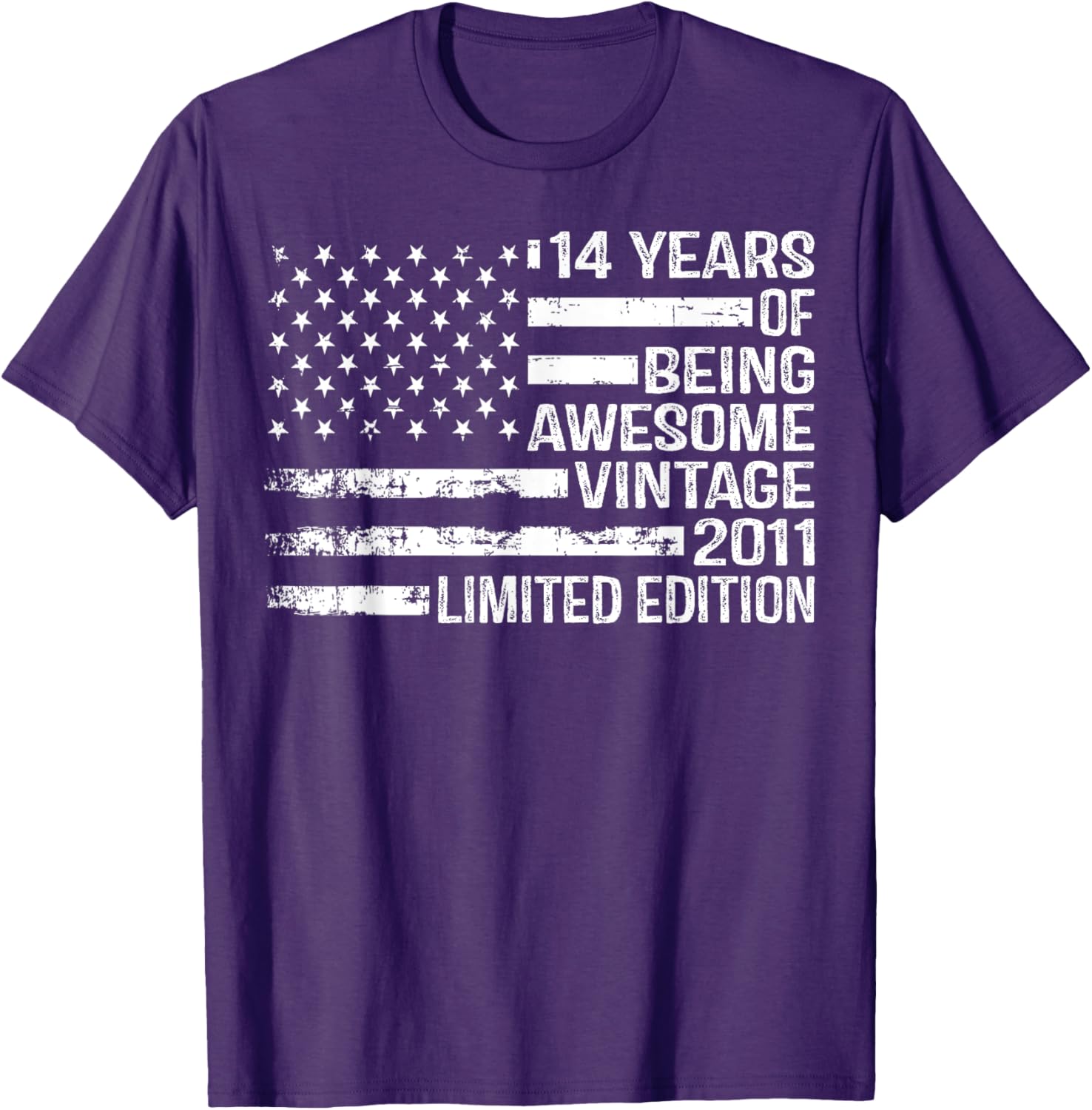Vintage American Flag T-Shirt for 14th Birthday Celebration - 14 Years Old - 21