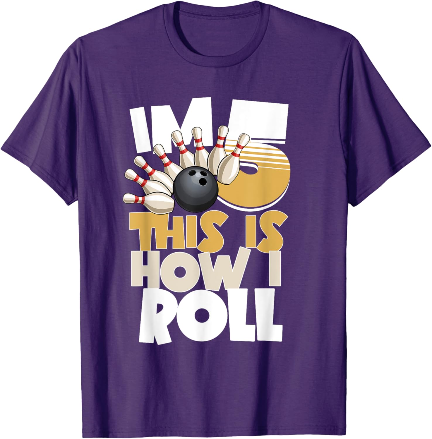 5th Birthday Bowling Shirt I'm 5 This is How I Roll for Kids - 7