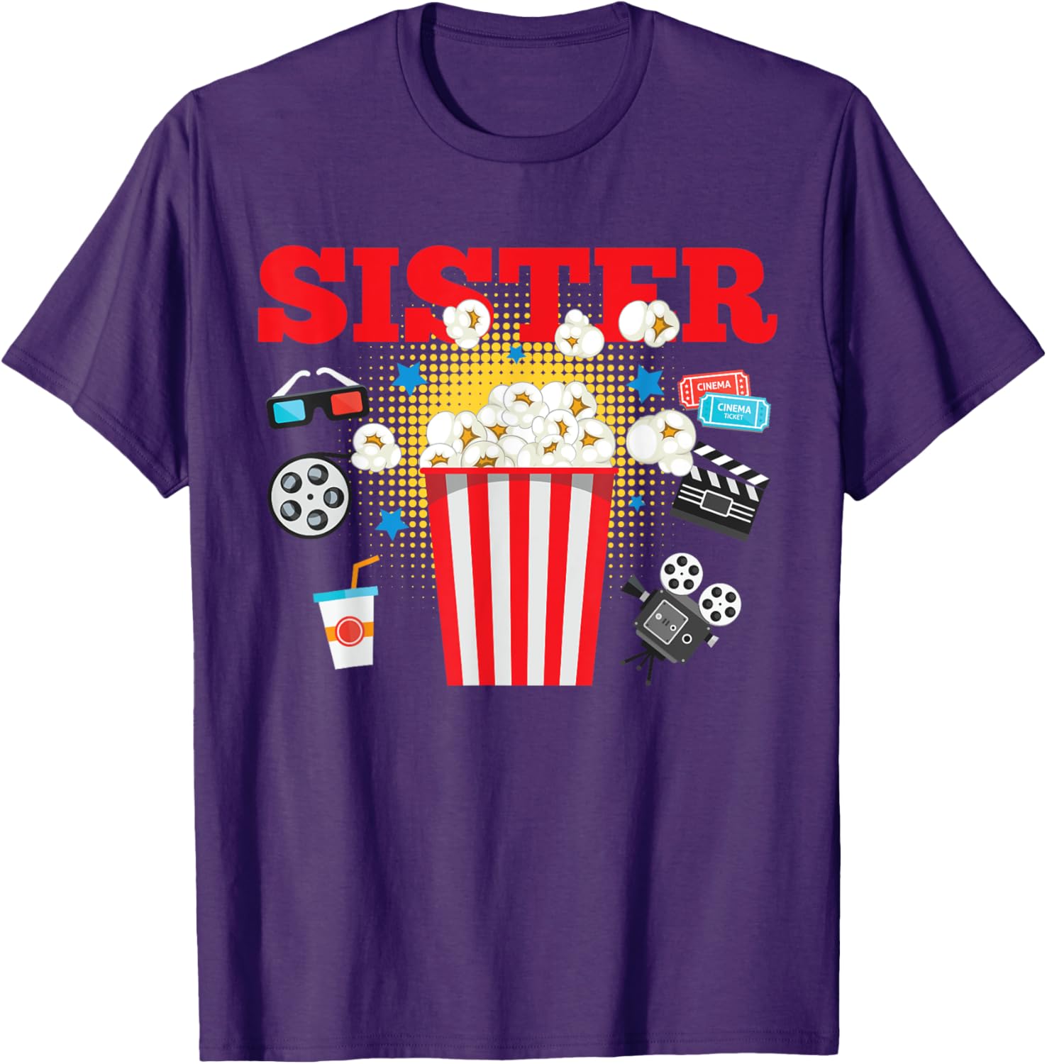 Sister Movie Night Party T-Shirt for Fun Birthday Celebrations - 14