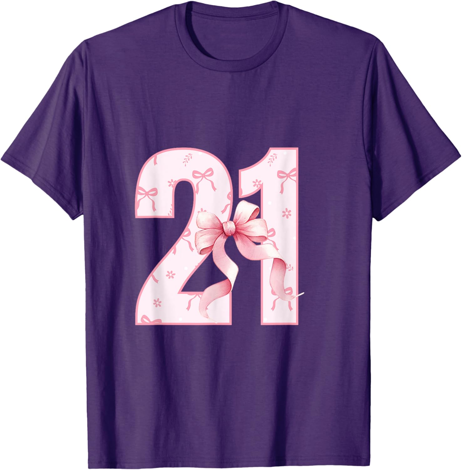 Cute Pink Coquette Bow Birthday Girl T-Shirt for 21st Celebration - 1