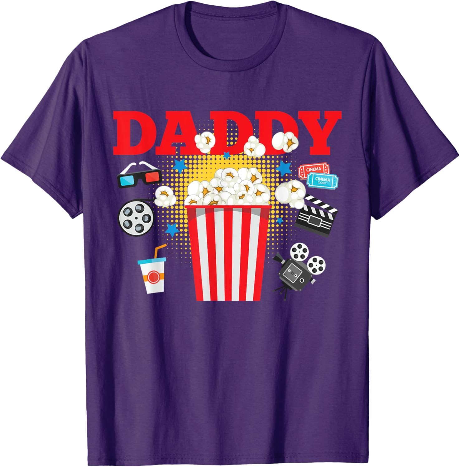 Movie Night Party Daddy Birthday T-Shirt for Fun Family Celebrations - 9