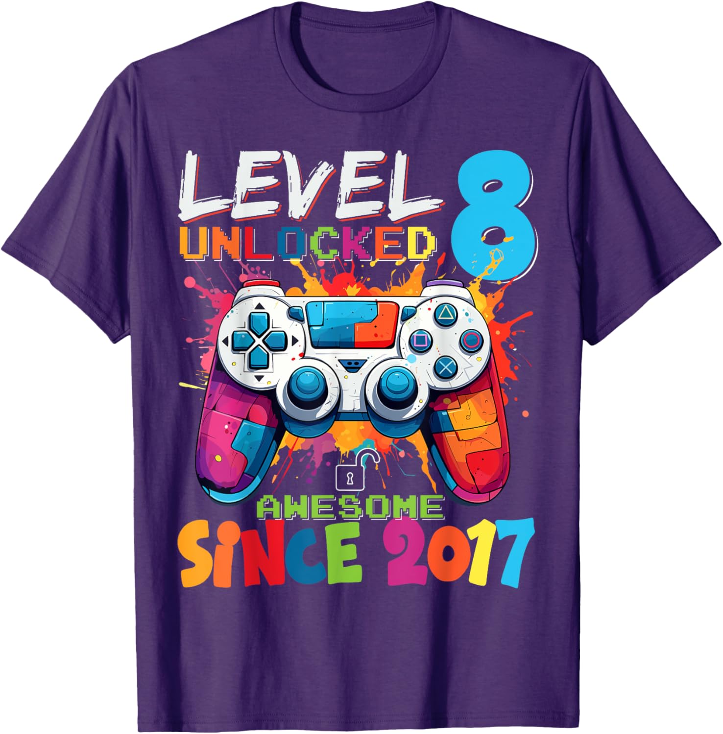 Level 8 Unlocked Video Games Birthday T-Shirt for Gamers 2017 Edition - 3