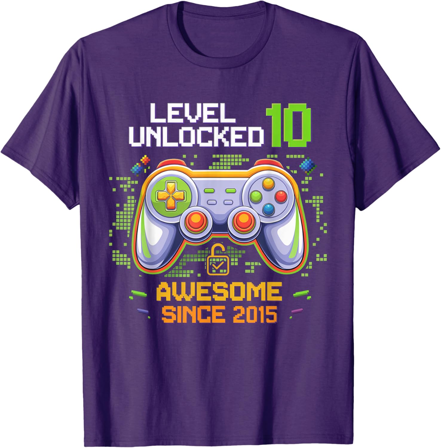 Level 10 Unlocked Birthday Gaming T-Shirt for Awesome 10 Year Olds - 4