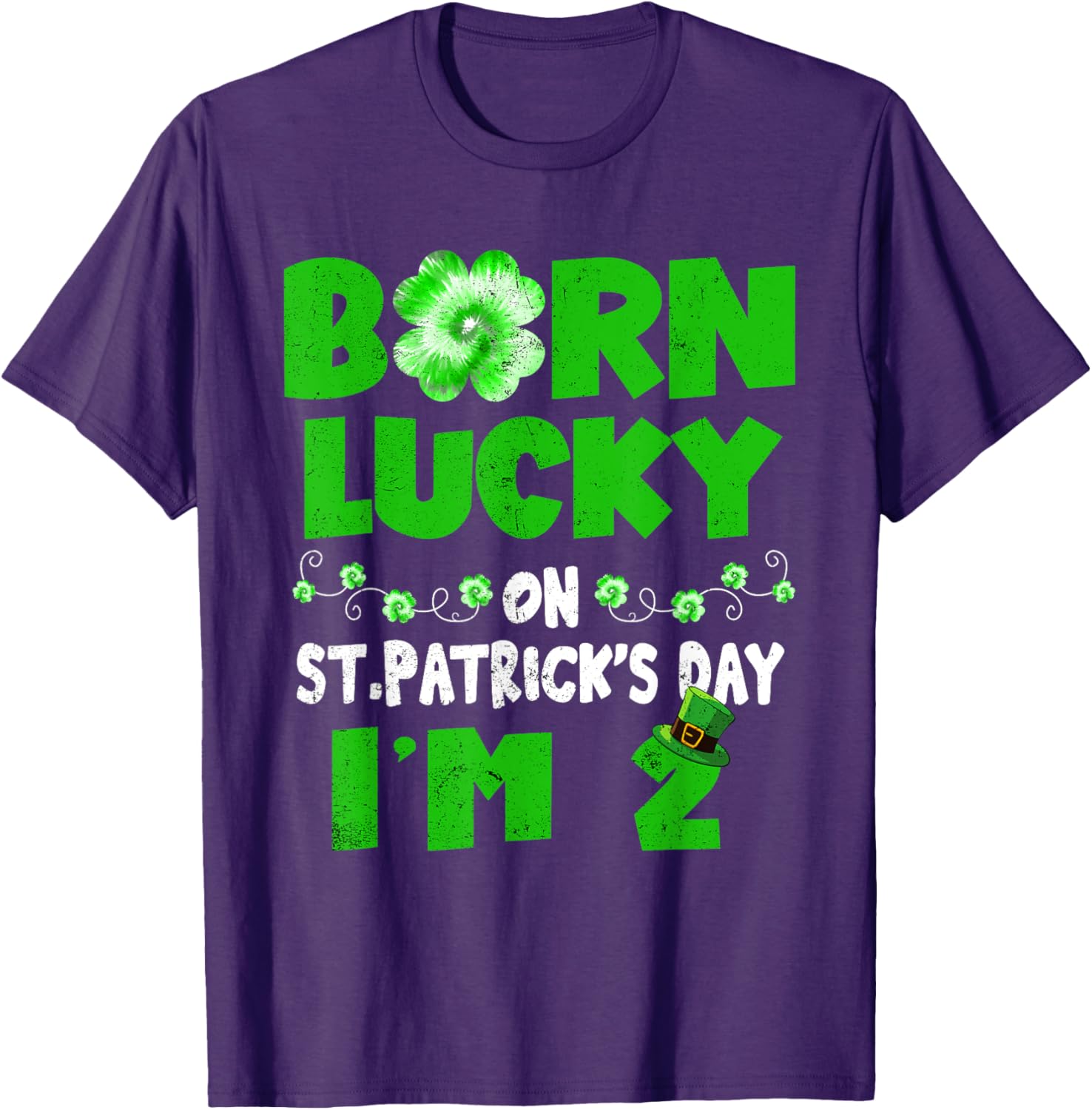 Born Lucky St. Patrick's Day 2nd Birthday T-Shirt for Kids - 3