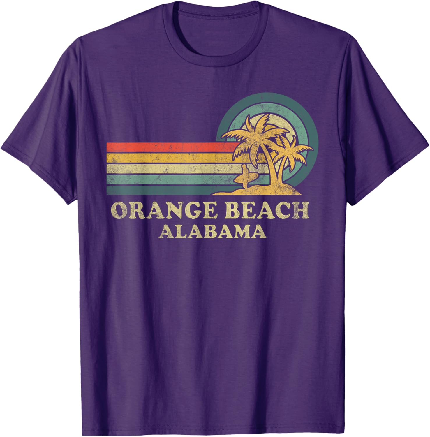 Vintage Palm Tree T-Shirt for Family Vacations in Orange Beach Alabama - 2