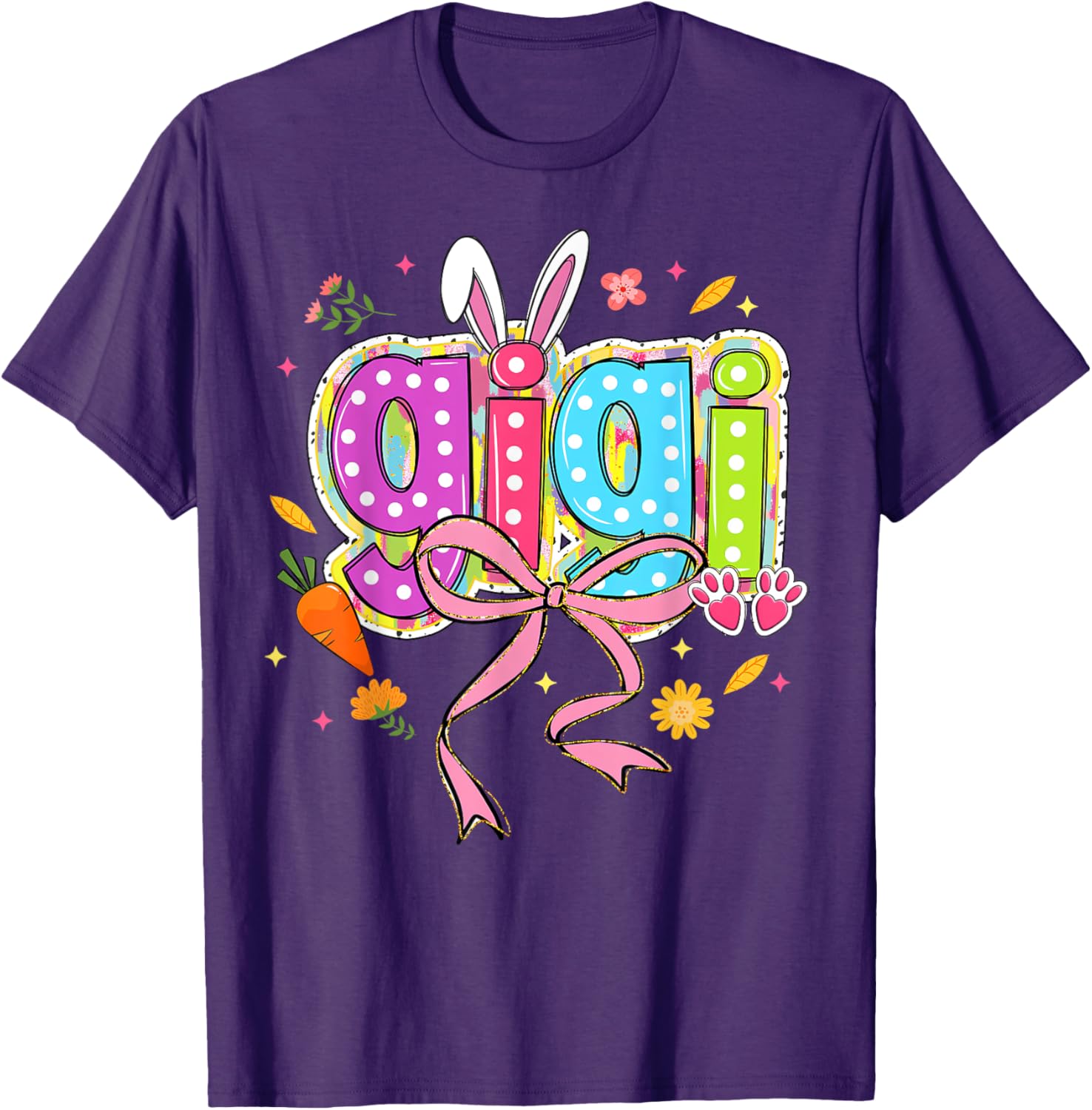 Coquette Bow Bunny Gigi Easter T-Shirt with Boho Floral Design for Family - 3