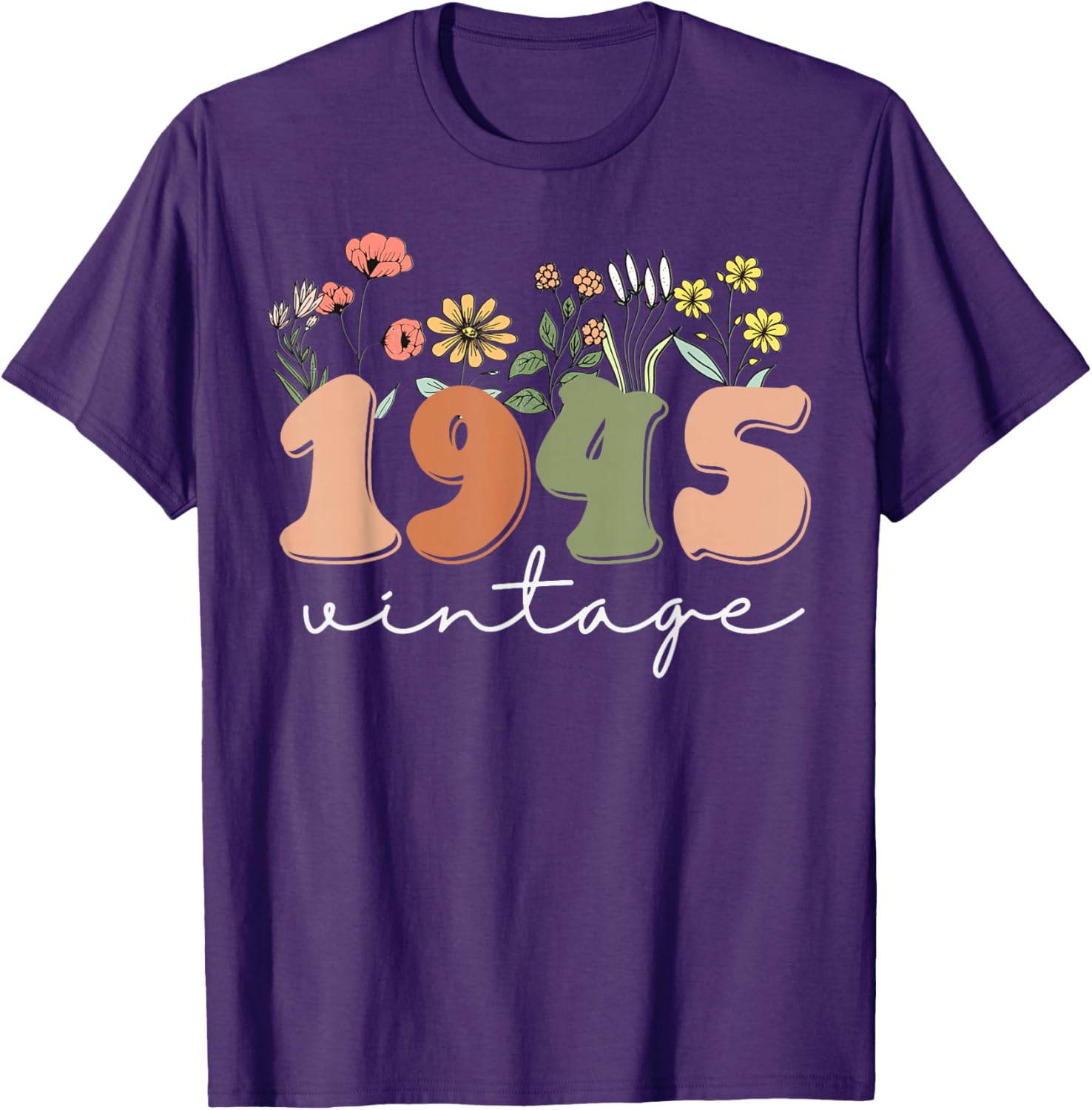 Vintage 1945 80th Birthday Wildflower Tee for Women - Unique Gift Idea - 22