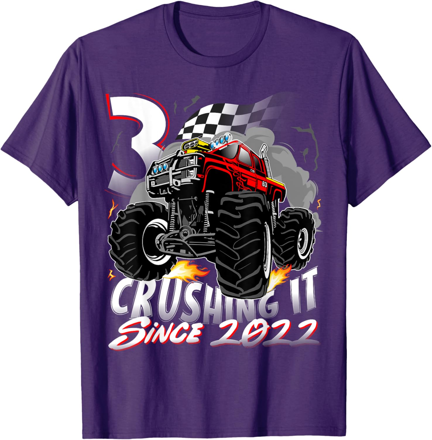 Cool Monster Truck Birthday T-Shirt for 3 Year Old Boys Born 2022 - 11