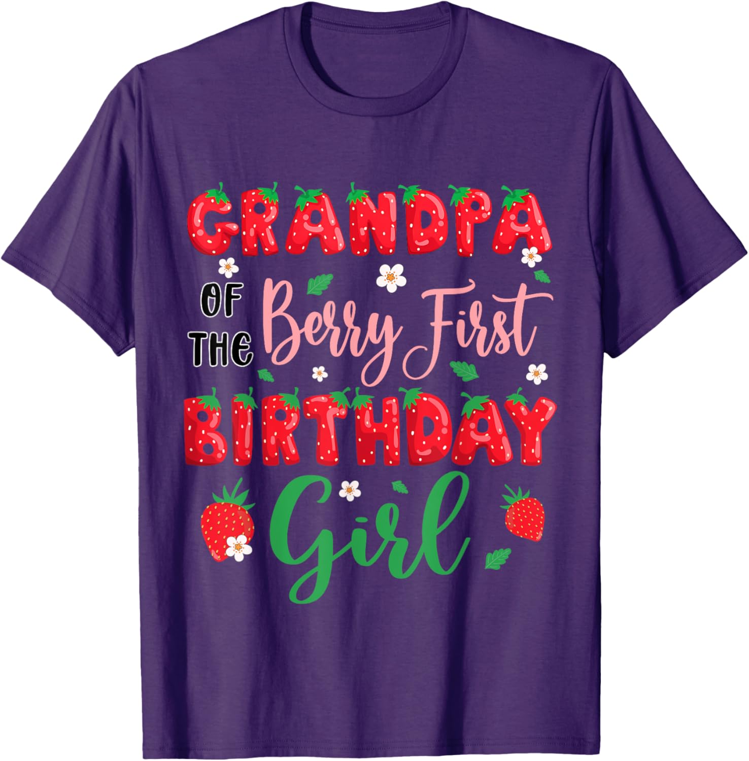 Grandpa of the Berry First Birthday Girl Strawberry T-Shirt for Dad - 12