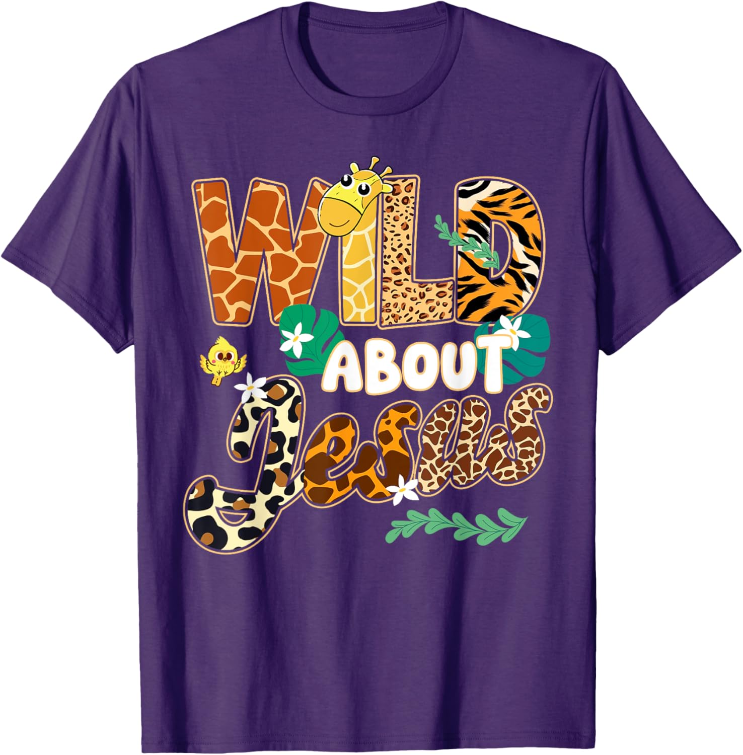 Wild About Jesus Kids T-Shirt with Fun Leopard Zebra Print Design - 25