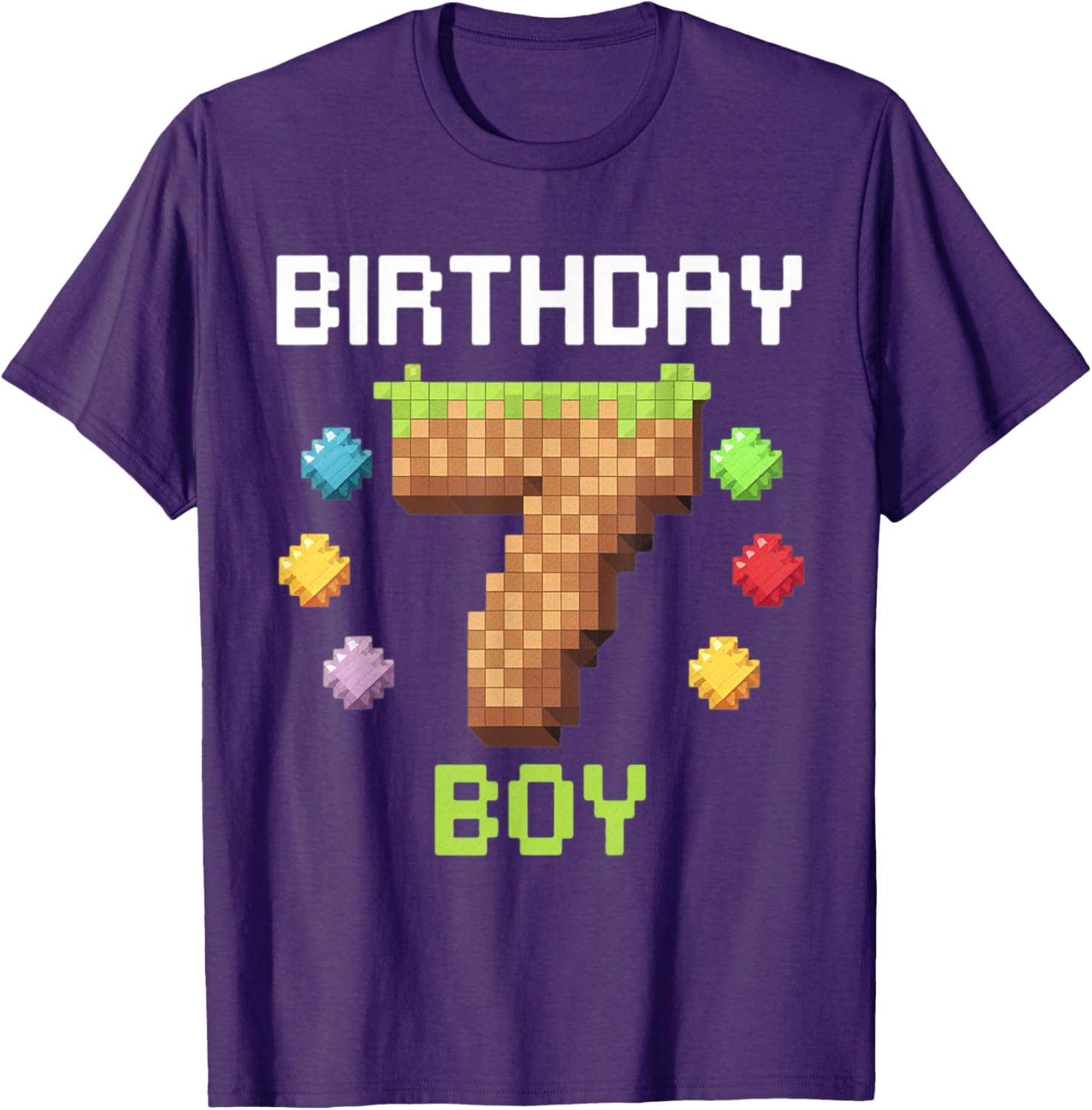 Birthday Boy Gamer 7th Birthday Pixel Number T-Shirt for Kids - 27
