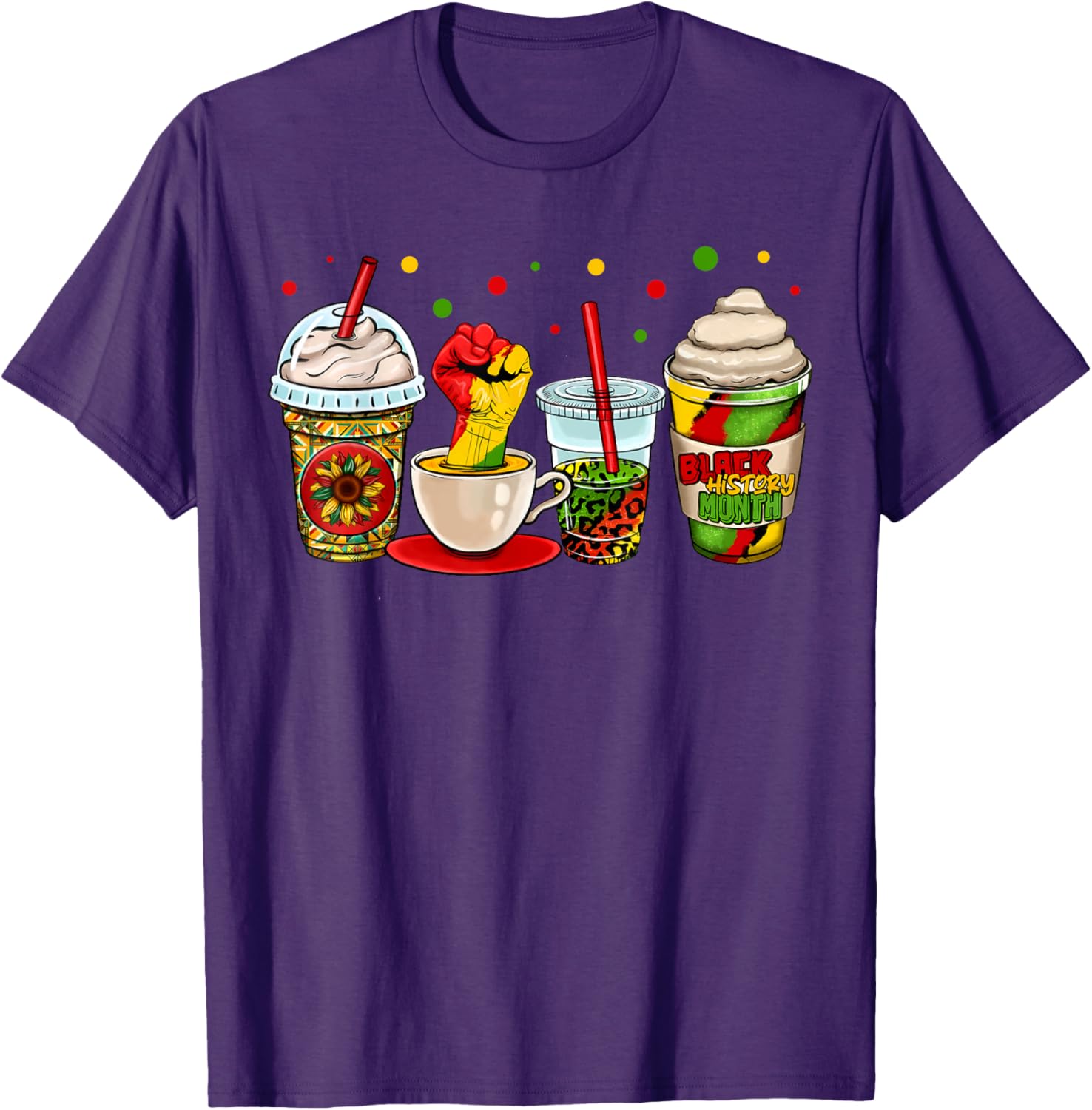 Celebrate Black History Month with Kente Dashiki Coffee Cup T-Shirt - 1