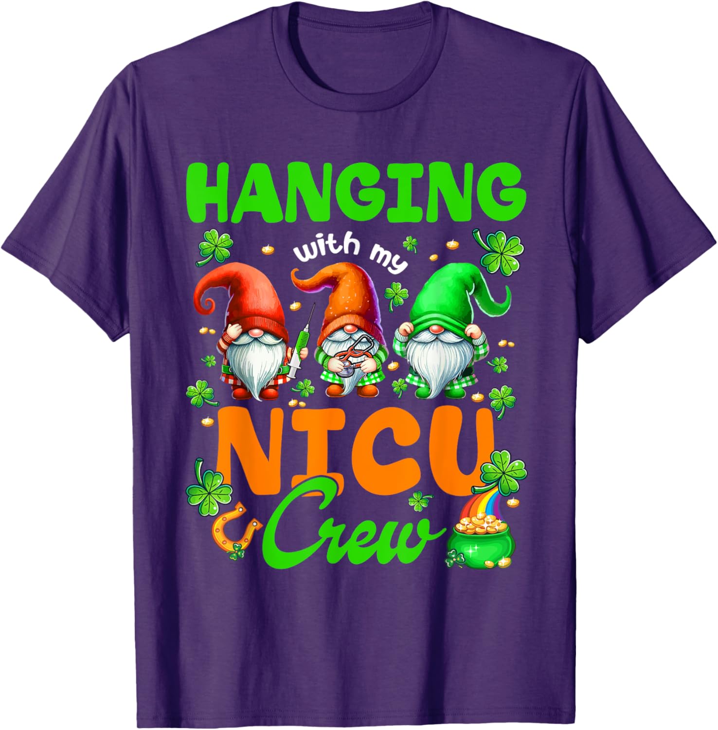 Adorable NICU Nurse Gnome St. Patrick's Day T-Shirt for Nurses and Friends - 15