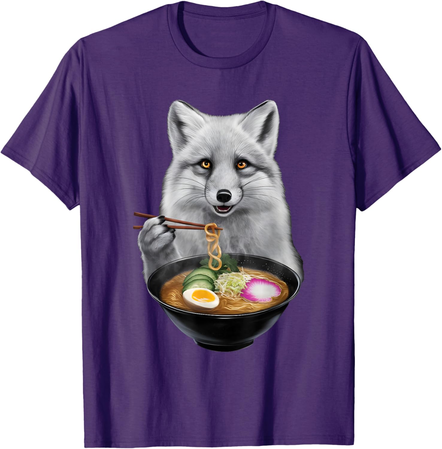 Arctic Fox Enjoying Ramen T-Shirt Fun and Unique Apparel for Animal Lovers - 5