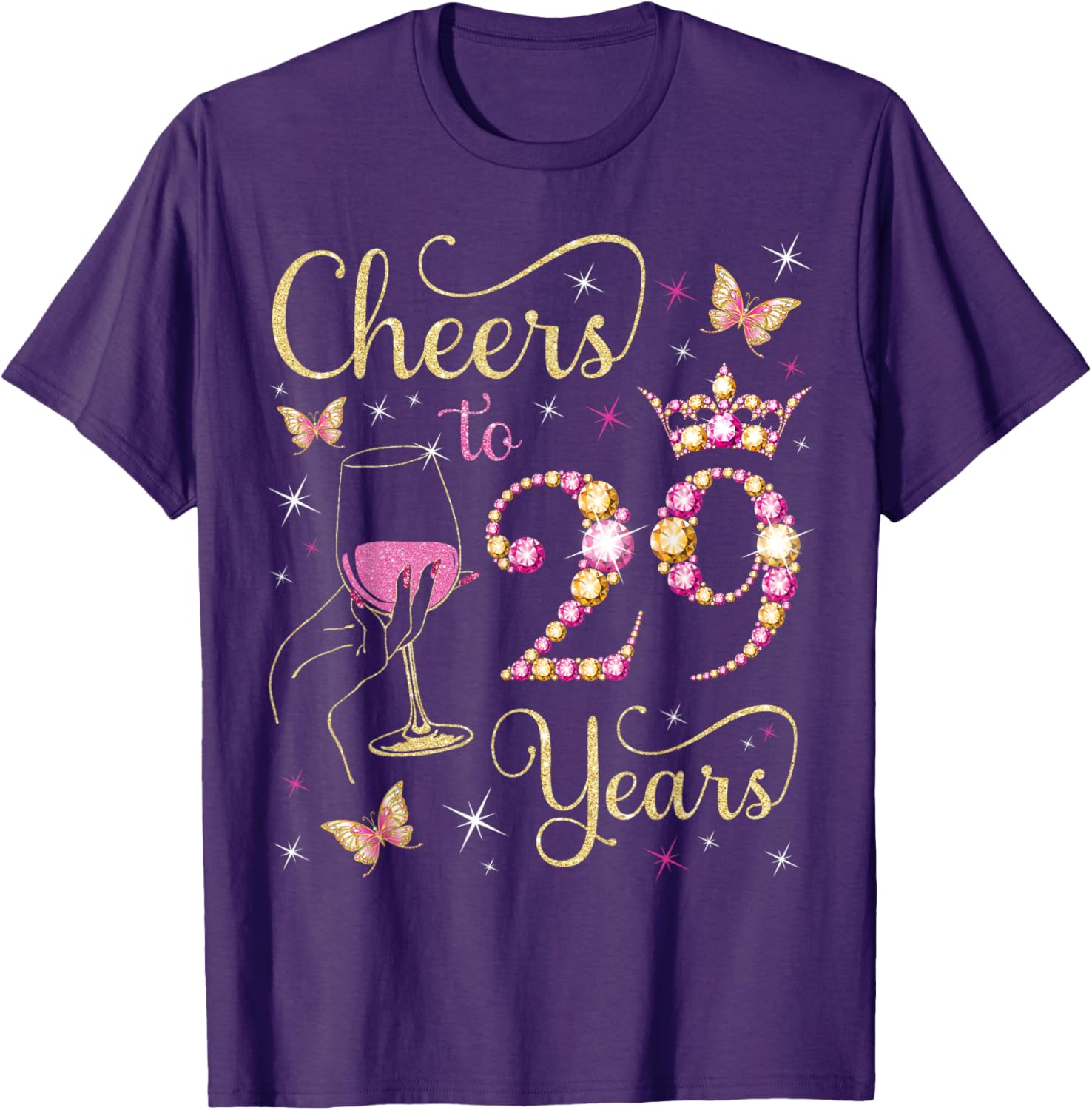 Cheers to 29 Years Birthday Queen T-Shirt Perfect for 29th Celebration - 10