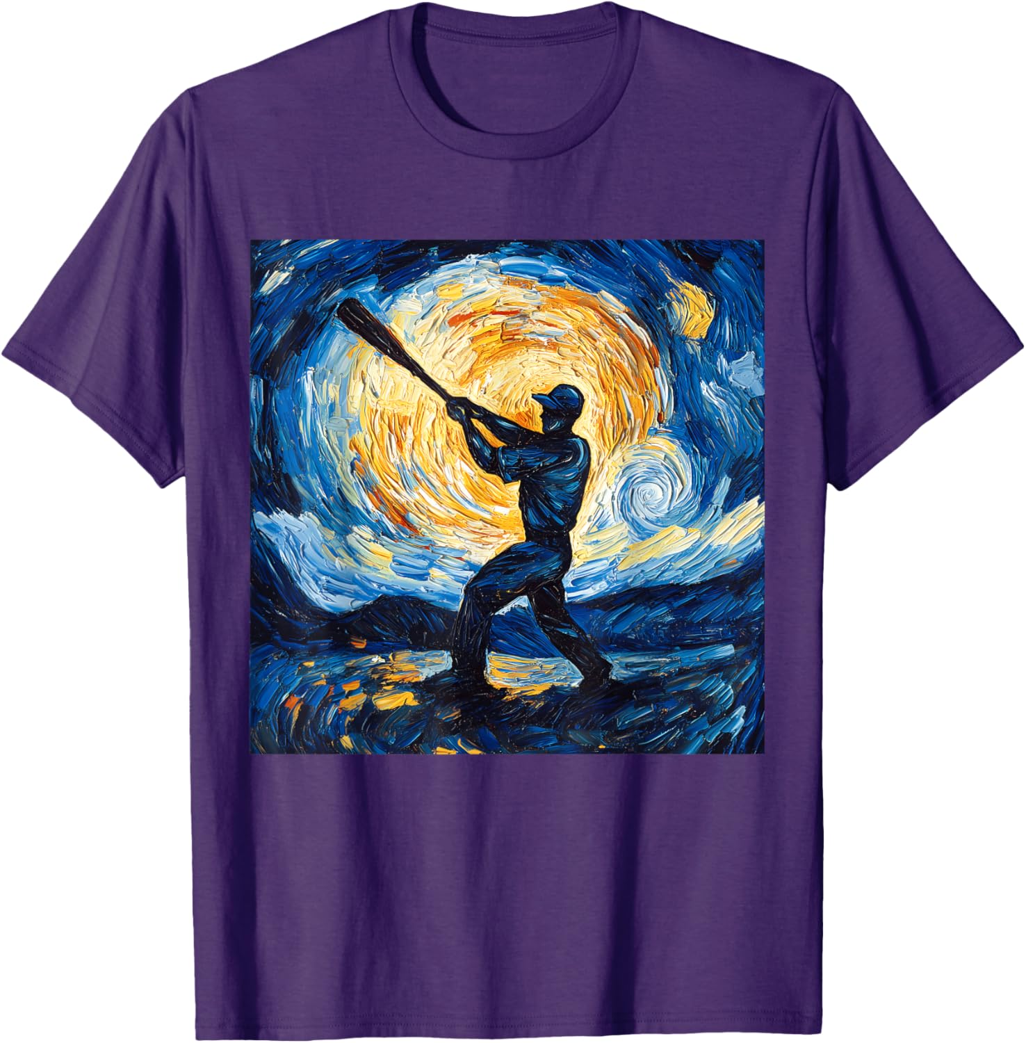 Van Gogh Starry Night Baseball Player T-Shirt for Art and Sports Lovers - 24