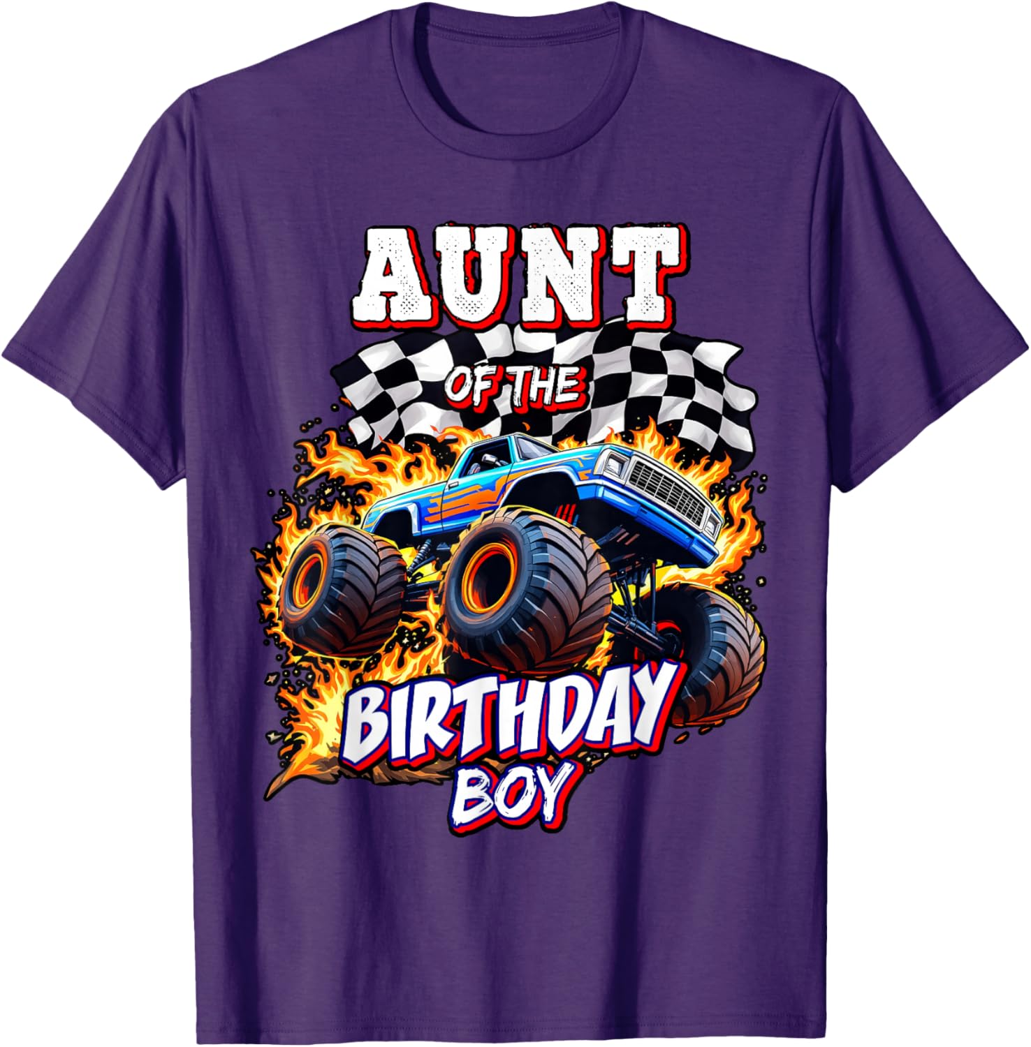 Monster Truck Birthday Party T-Shirt for Aunt of the Birthday Boy - 10