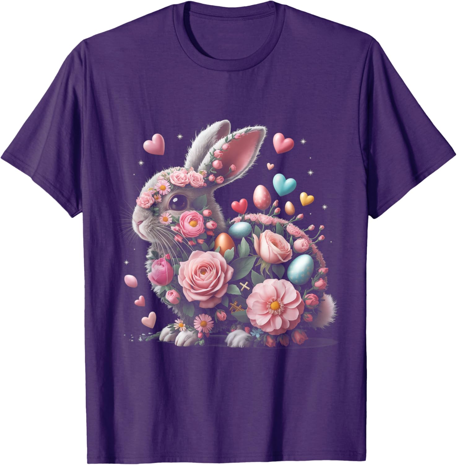 Whimsical Floral Easter Bunny Spring Aesthetic T-Shirt for Fun Celebrations - 1
