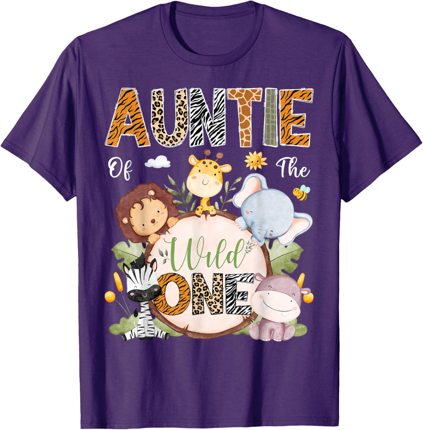 Auntie Of The Wild One 1st Birthday Safari Jungle Animals T-Shirt - 4