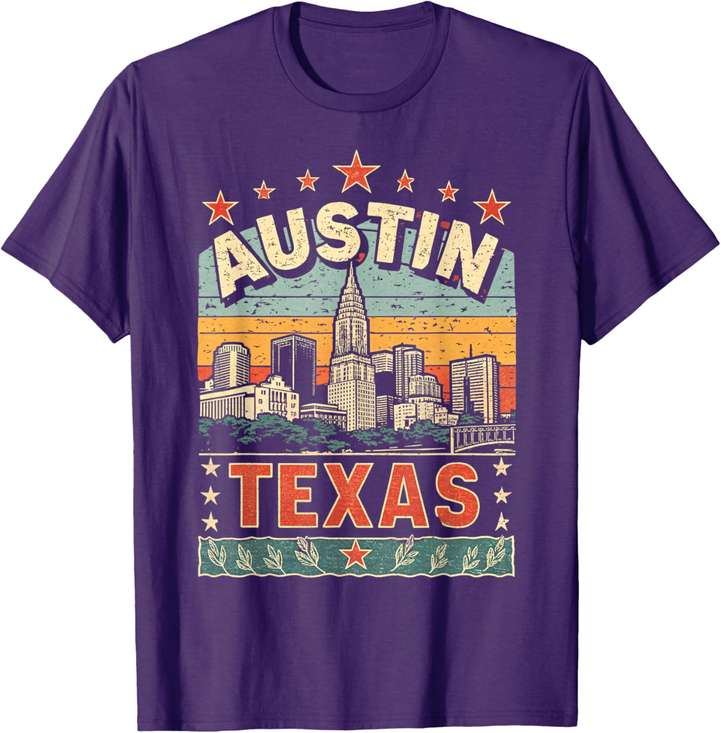 Austin Texas Skyline Vintage Graphic T-Shirt for City Lovers - 9