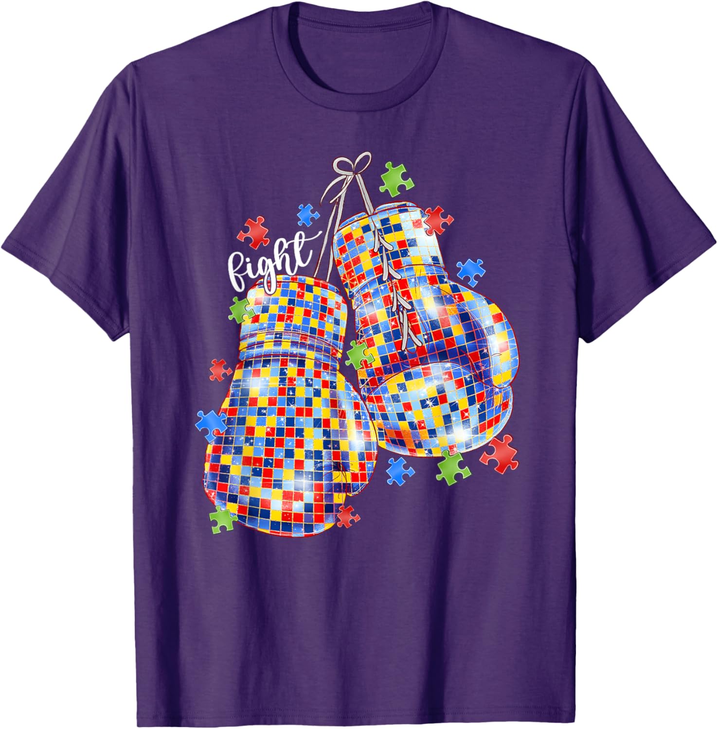 Autism Awareness Puzzle Piece Boxing Gloves T-Shirt for All Ages - 14