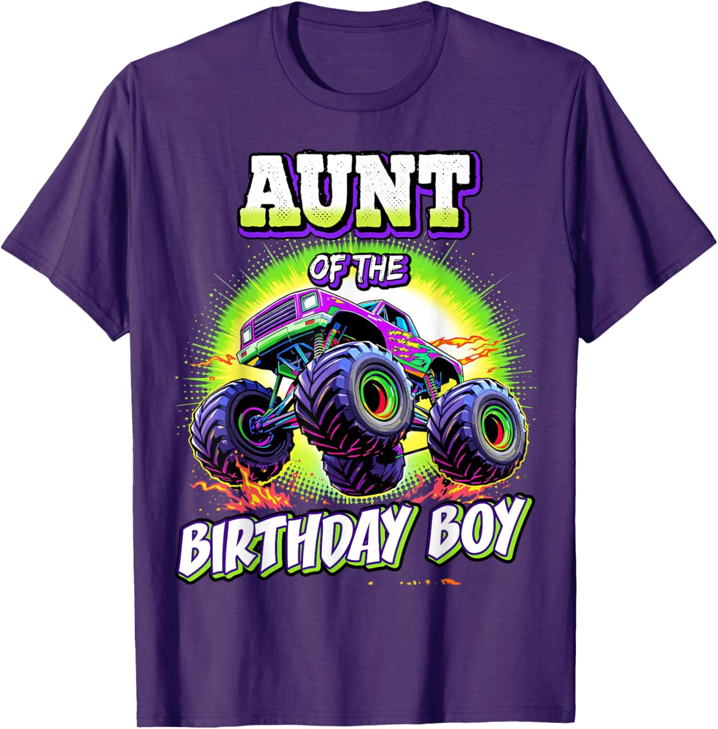 Aunt of the Birthday Boy Monster Truck T-Shirt for Fun Birthday Parties - 3