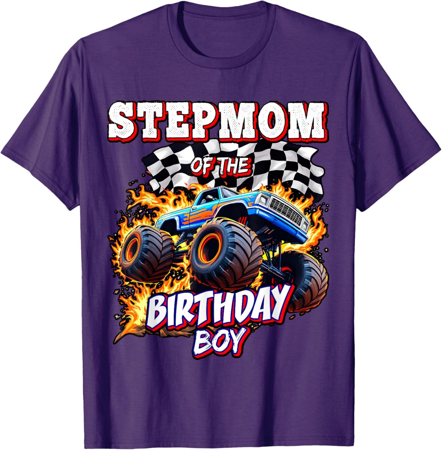 Stepmom of the Birthday Boy Monster Truck T-Shirt for Fun Celebrations - 8