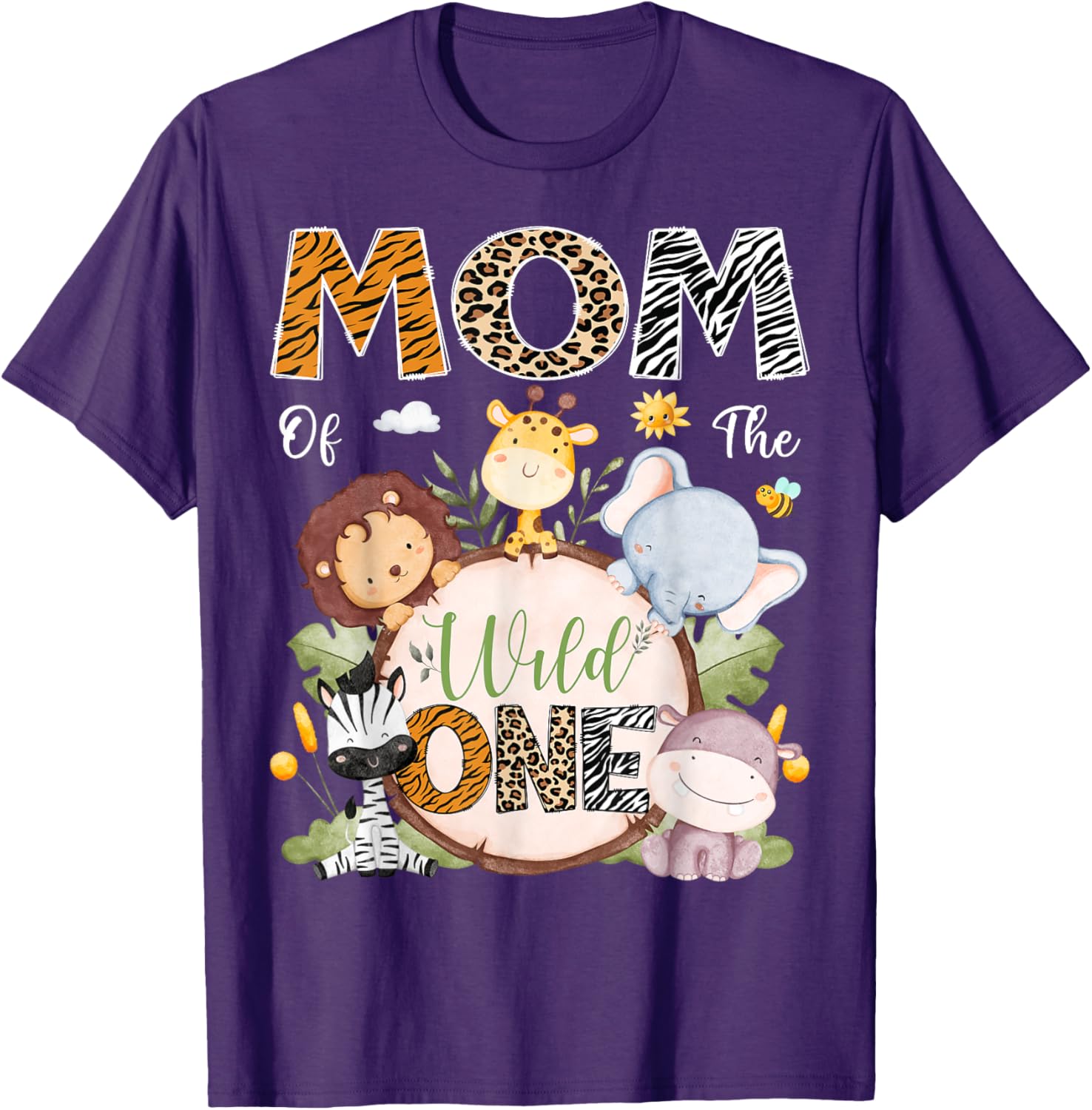 Mom Of The Wild One 1st Birthday Safari Jungle Animals T-Shirt - 11