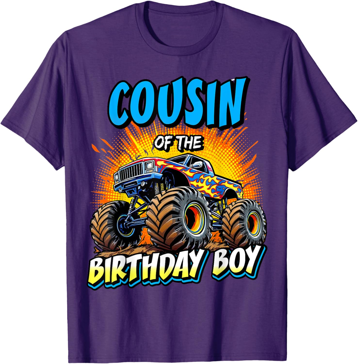 Cousin of the Birthday Boy Monster Truck T-Shirt for Fun Birthday Parties - 1