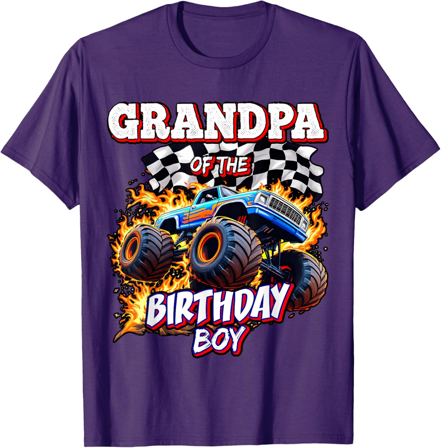 Grandpa of the Birthday Boy Monster Truck T-Shirt for Fun Celebrations - 10