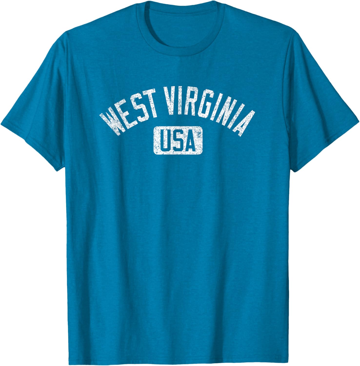 West Virginia Arched Text Distressed White Print T-Shirt for Casual Style - 11