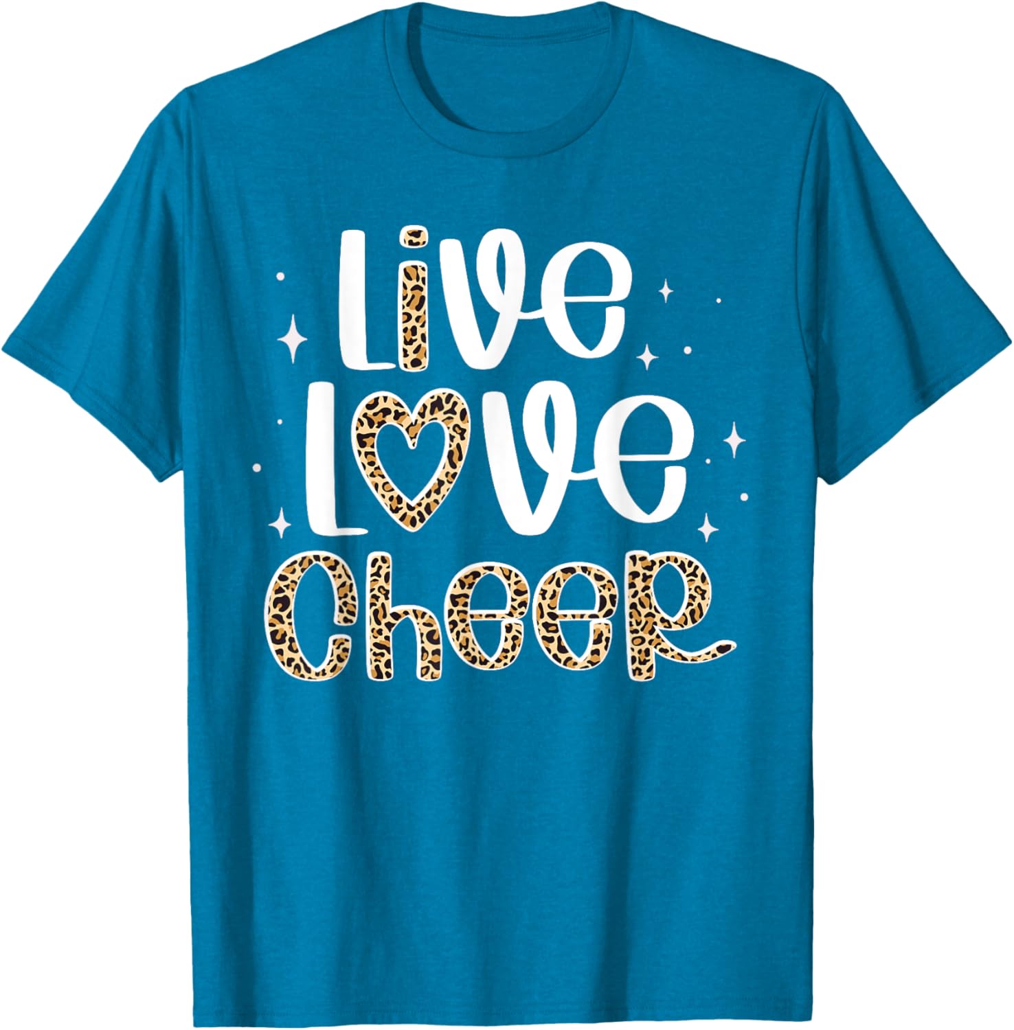 Cheerleader Live Love Cheer Leopard Print T-Shirt for Cheer Fans - 10