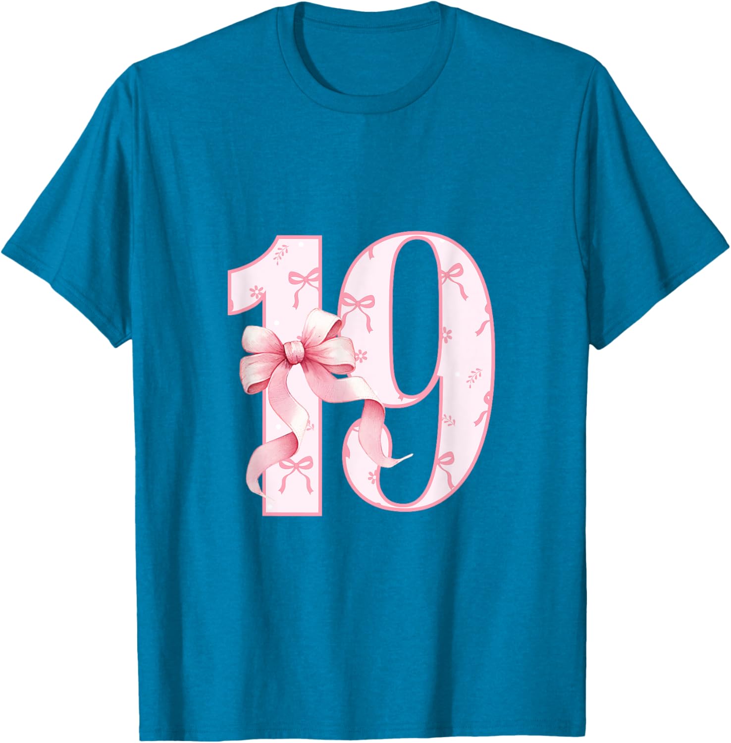 Cute Pink Coquette Bow 19th Birthday Girl T-Shirt for Celebrations - 3