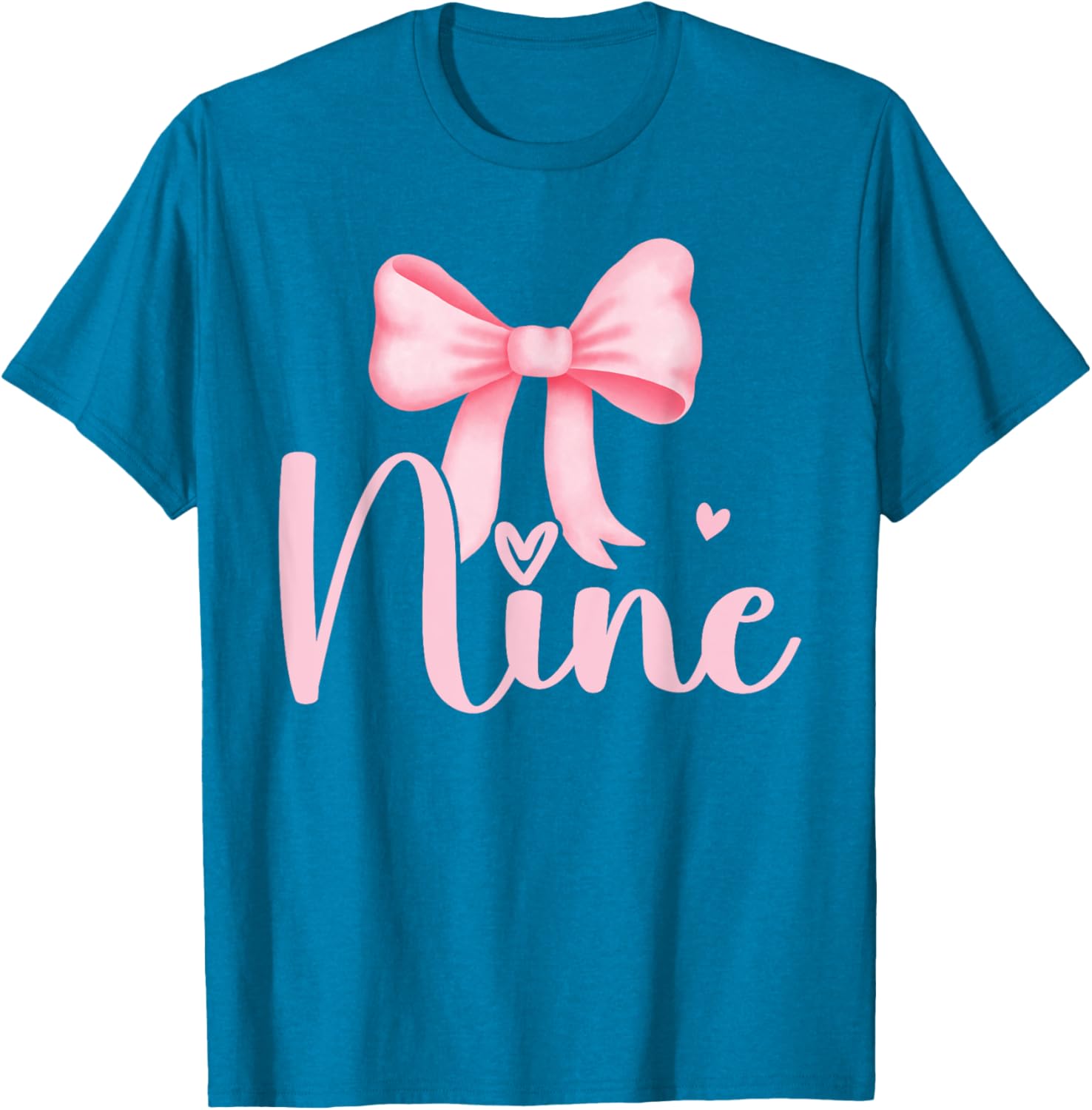 Adorable Birthday Girl Pink Coquette Bow T-Shirt for 9 Year Olds - 1