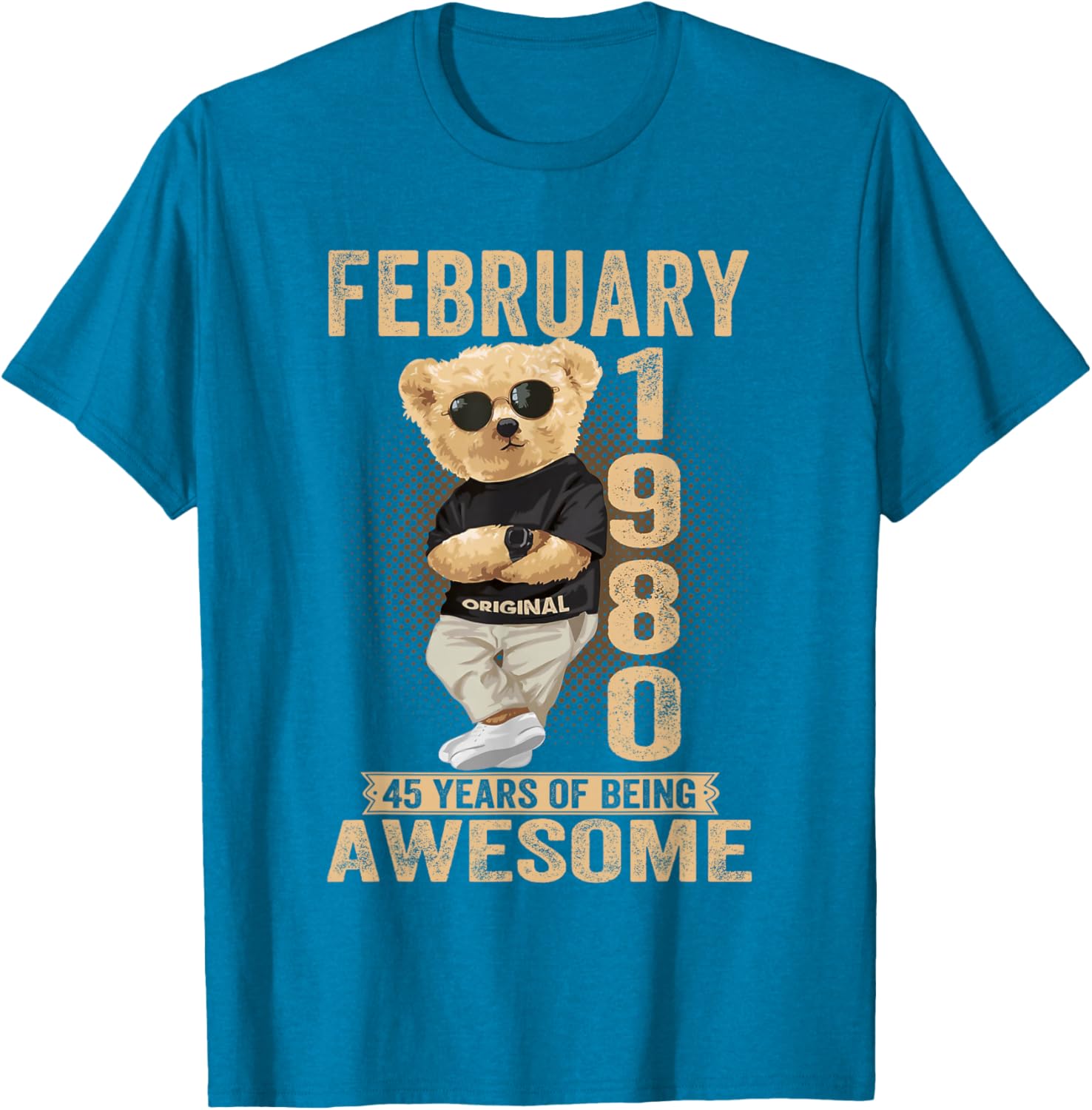 Awesome 1980 Teddy Bear T-Shirt for February 45th Birthday Celebration - 24