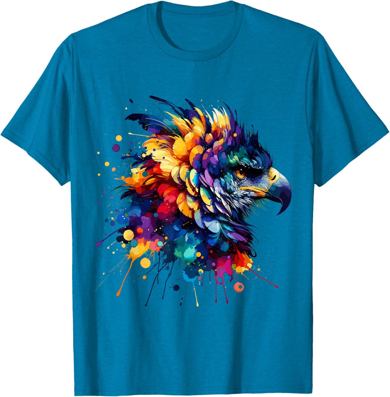 Colorful Harpy Eagle Splash Art T-Shirt for Nature Lovers and Wildlife Fans - 10
