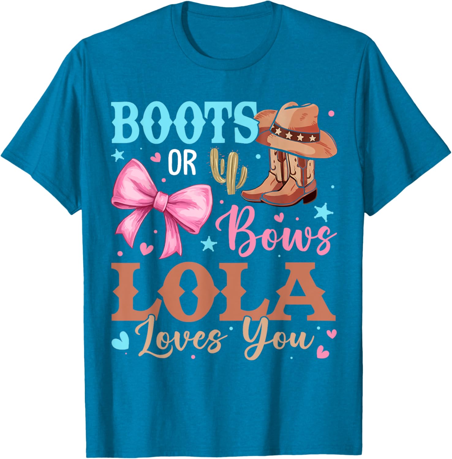 Boots or Bows Gender Reveal T-Shirt for Fun Celebrations by Lola Loves You - 9