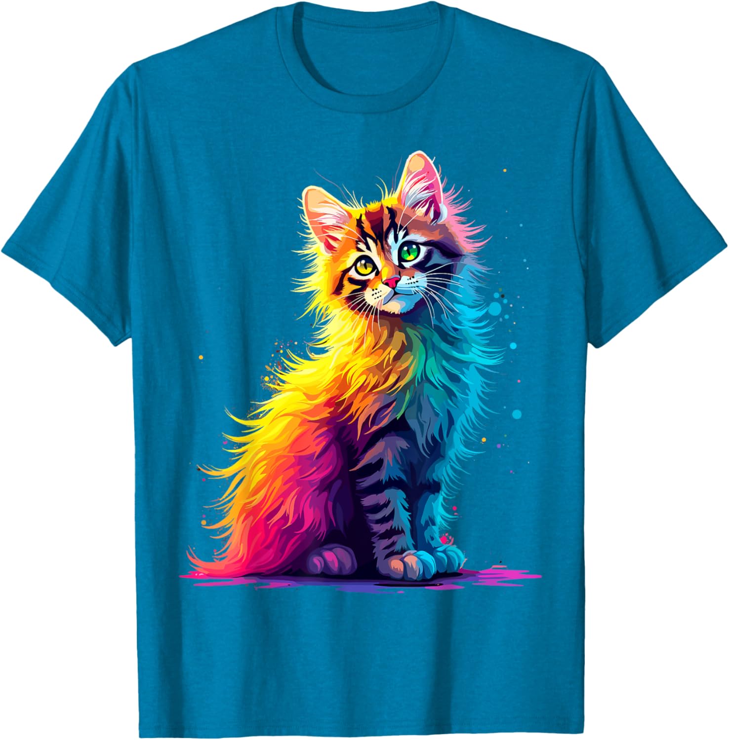 Colorful Cute Kitty T-Shirt for Cat Lovers - Fun Pop Art Design for All Ages - 14