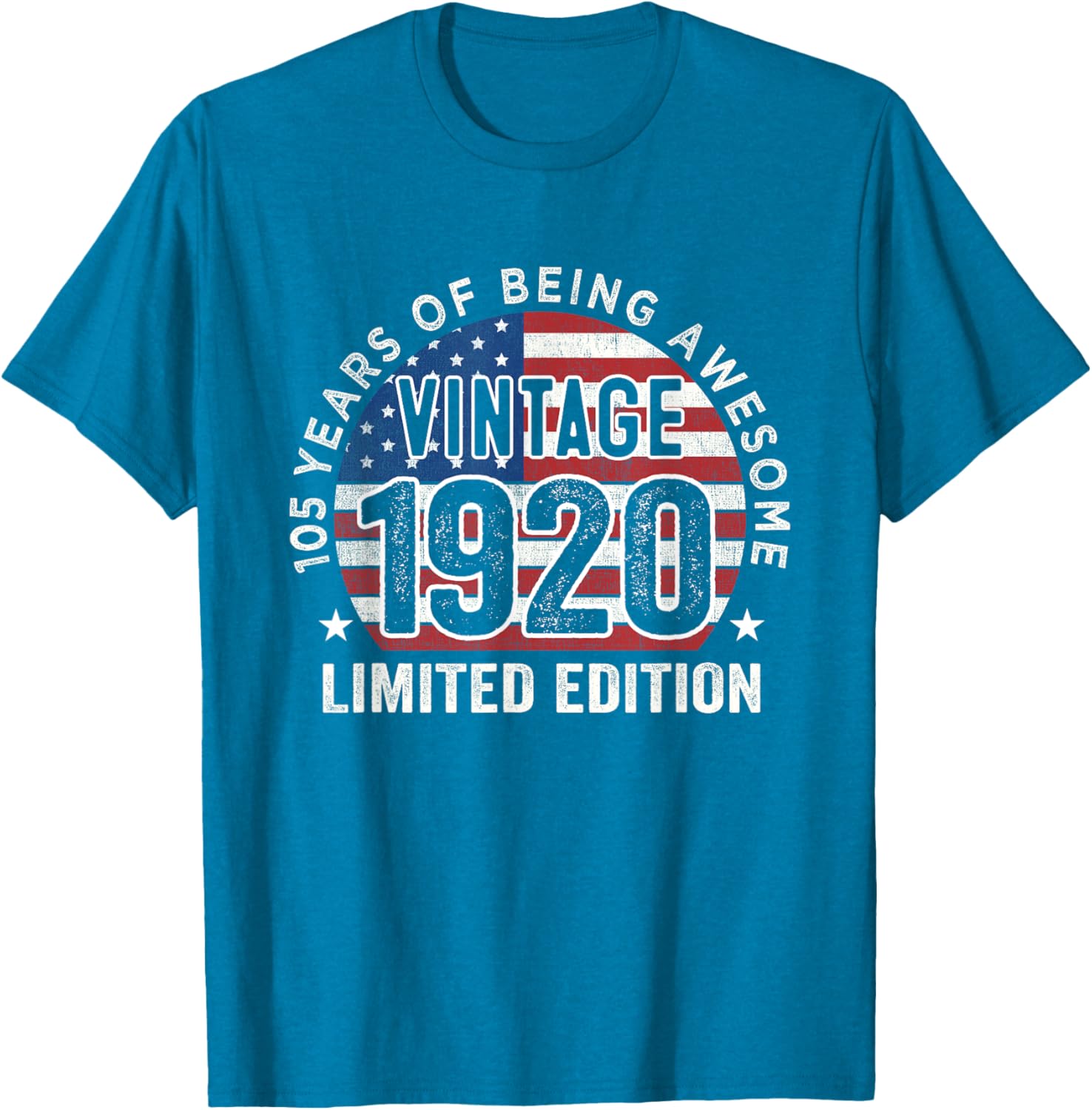 Vintage 1920 105th Birthday Gift T-Shirt for Men with USA Flag Design - 14