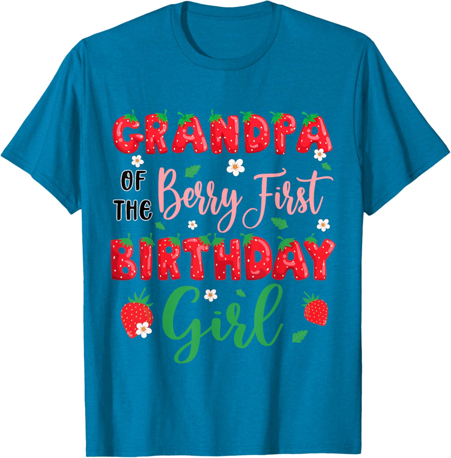 Grandpa of the Berry First Birthday Girl Strawberry T-Shirt for Dad - 2