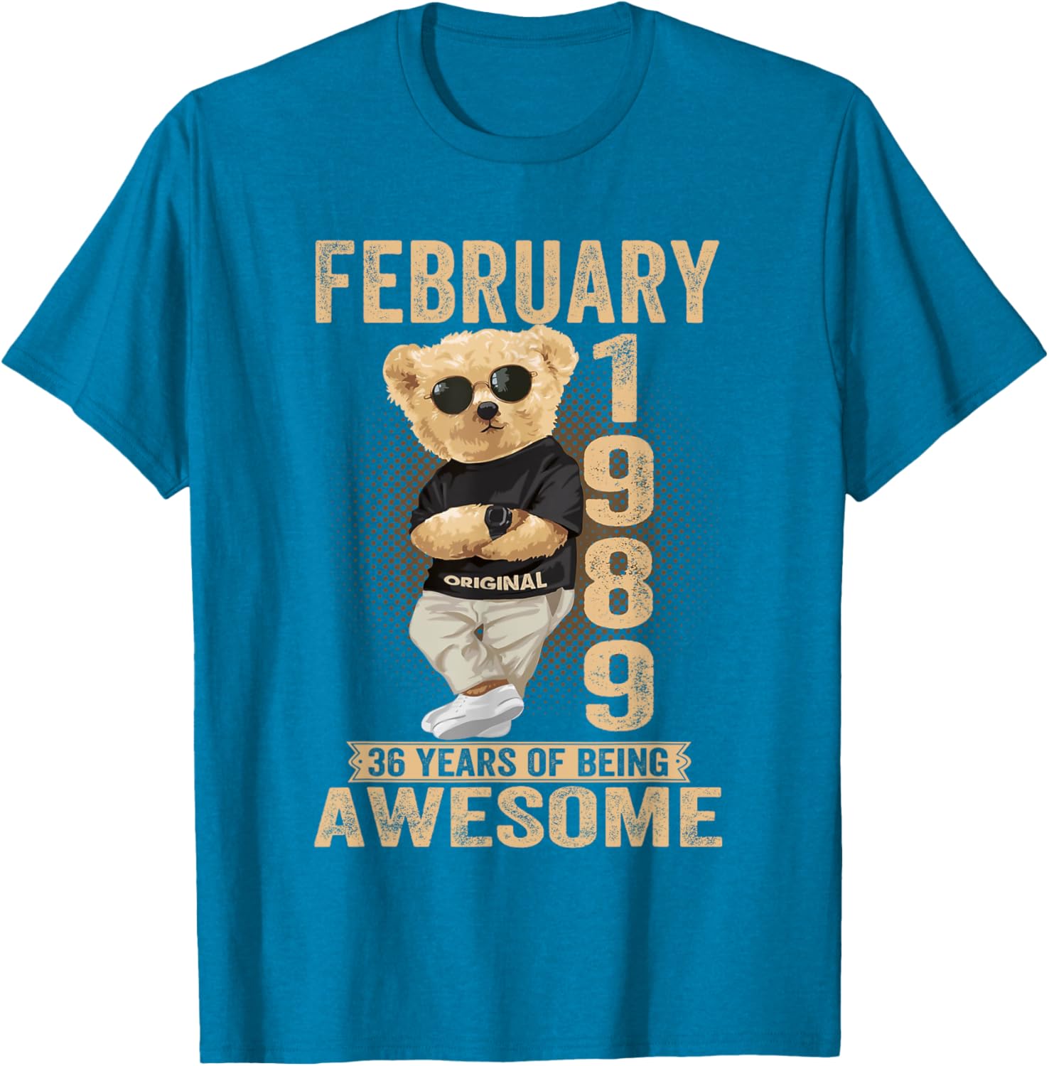 Awesome February 36th Birthday Teddy Bear T-Shirt for Men and Women - 2