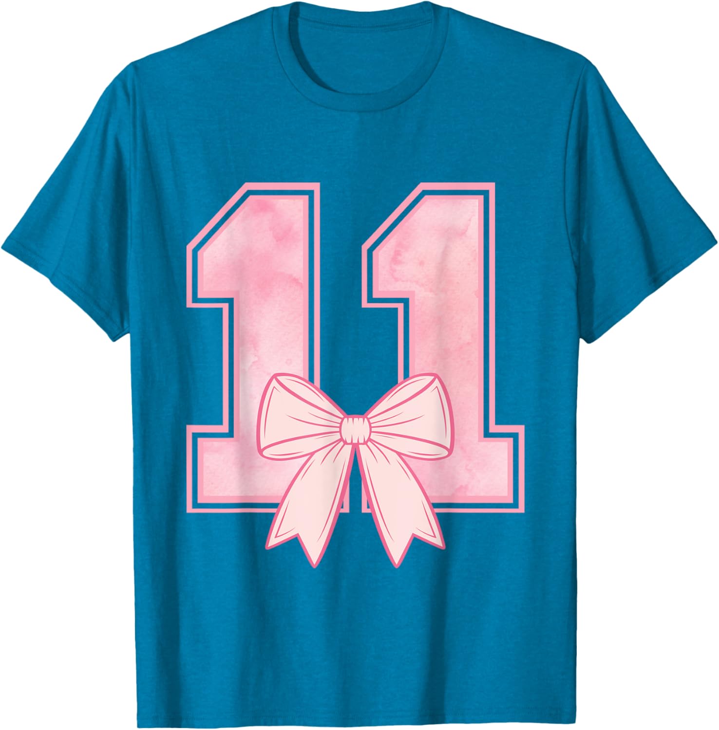 Cute Birthday Girl Pink Coquette Bow T-Shirt for 11 Year Olds - 1