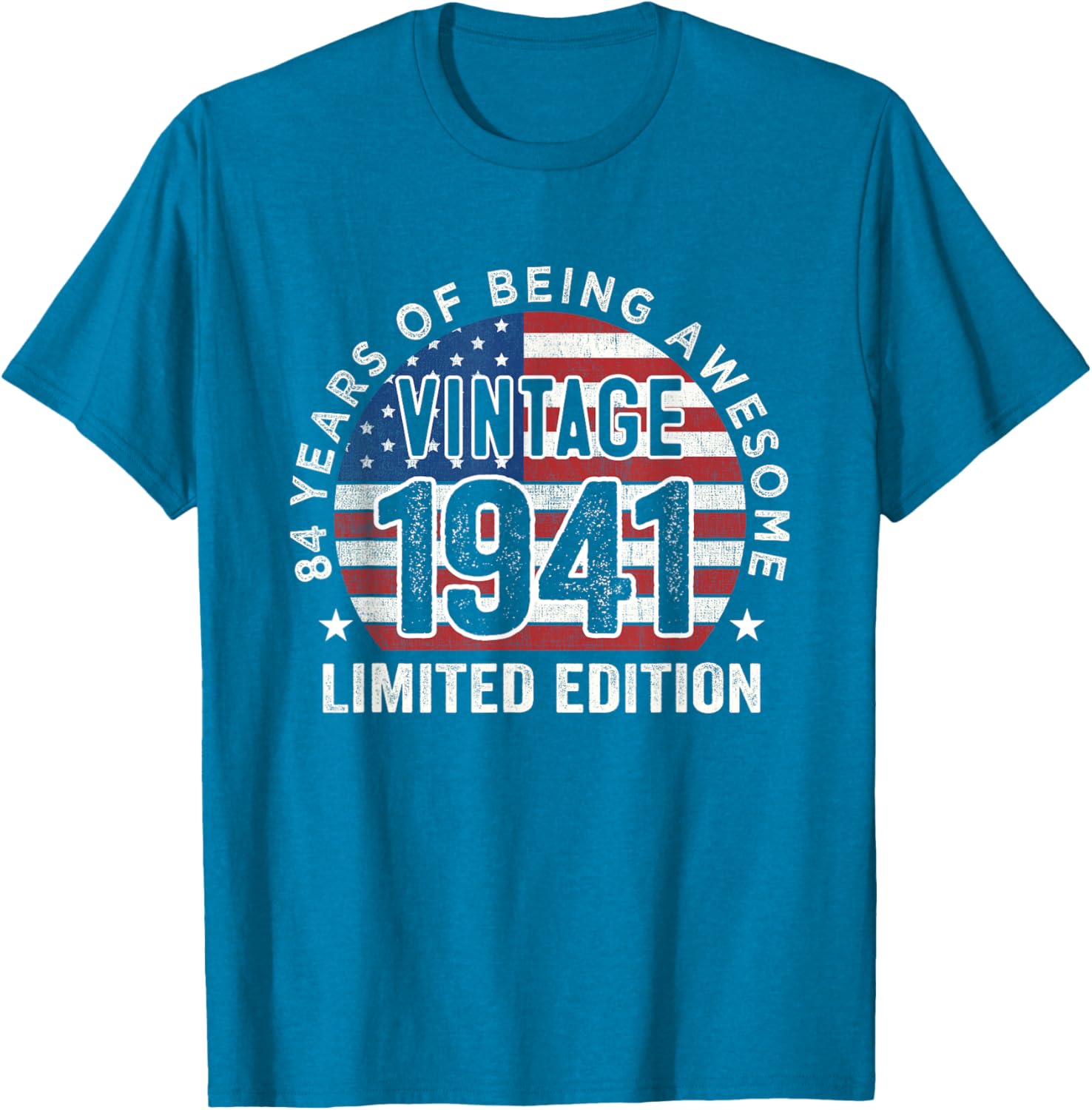 Vintage 1941 84th Birthday T-Shirt for Men with USA Flag Design - 9
