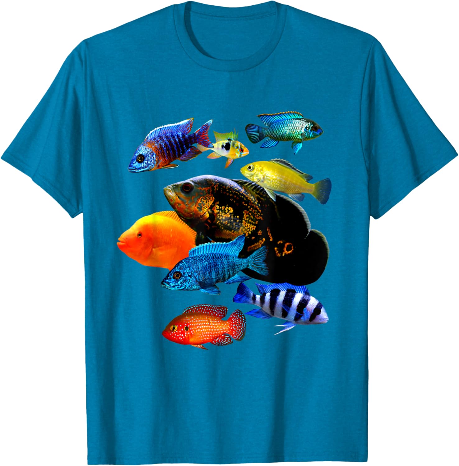 Cichlid Lover T-Shirt Frontosa Ram & Mbuna Cichlid Fish Design - 1