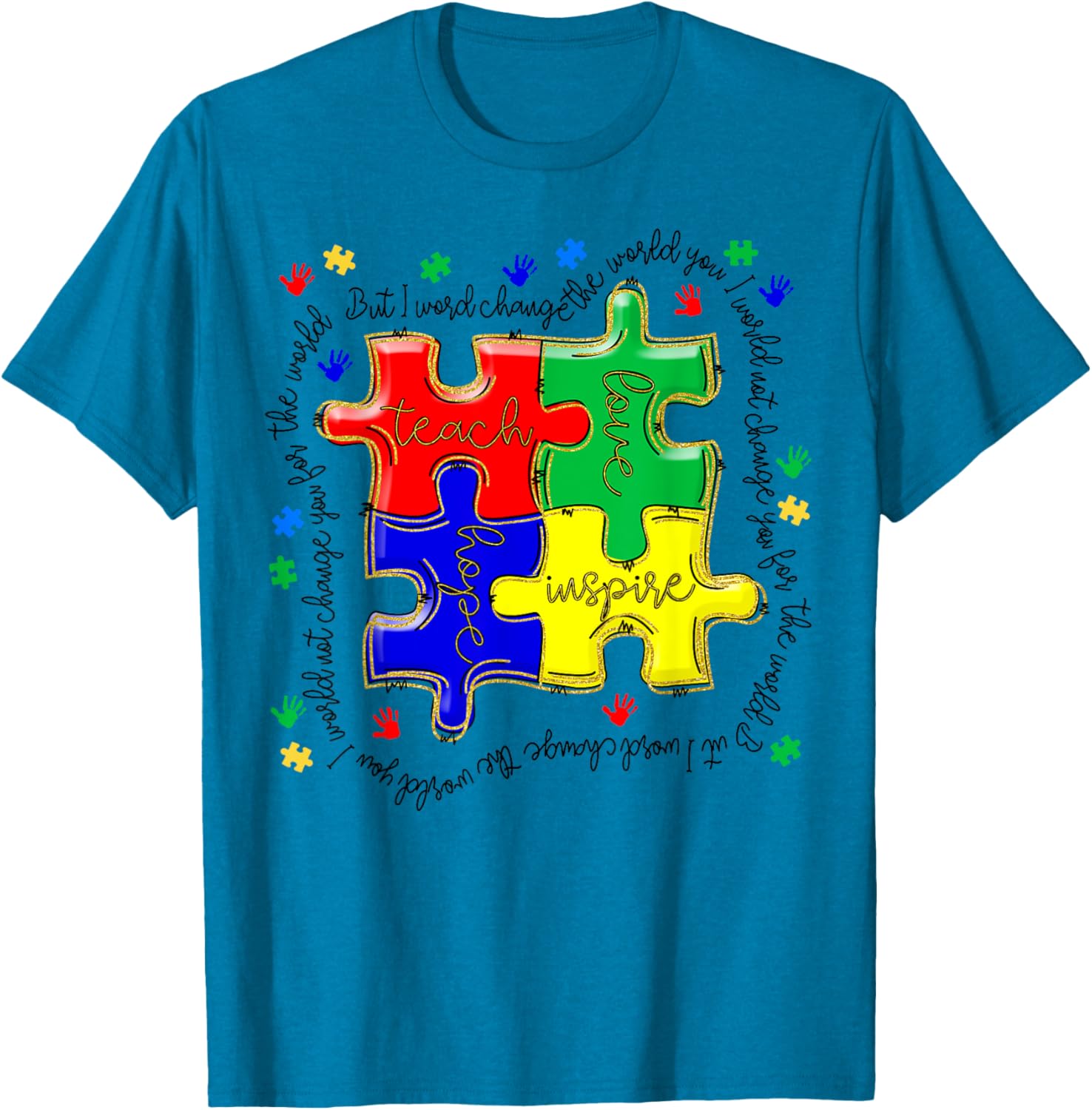Autism Awareness Teacher Puzzle Shirt Teach Accept Understand Love - 3