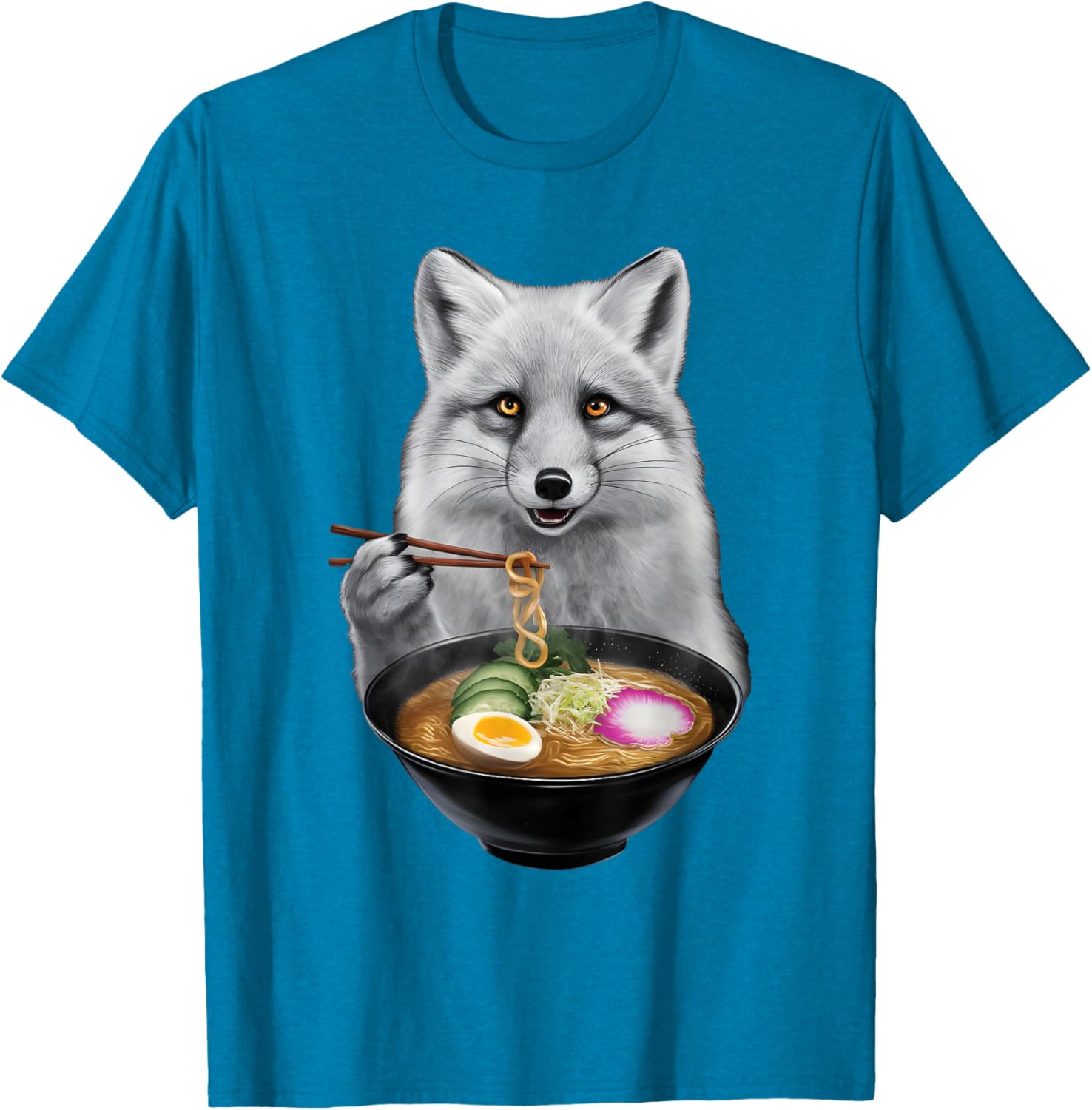 Arctic Fox Enjoying Ramen T-Shirt Fun and Unique Apparel for Animal Lovers - 4