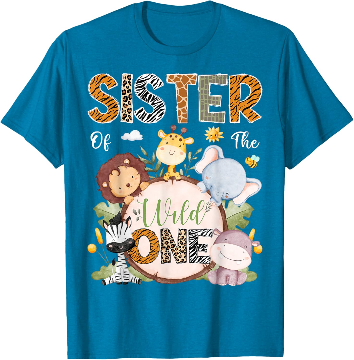 Sister of the Wild One 1st Birthday Safari Jungle Animals T-Shirt - 12