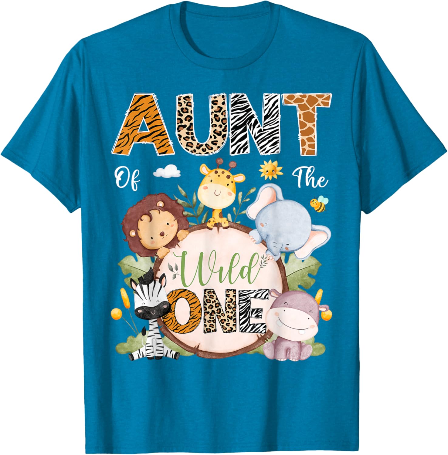 Aunt of the Wild One First Birthday Safari Animals T-Shirt for Kids - 8