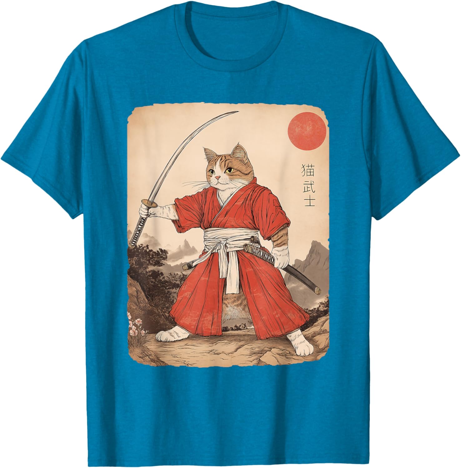 Vintage Samurai Cat Warrior Graphic T-Shirt for All Ages - Anime Style - 20