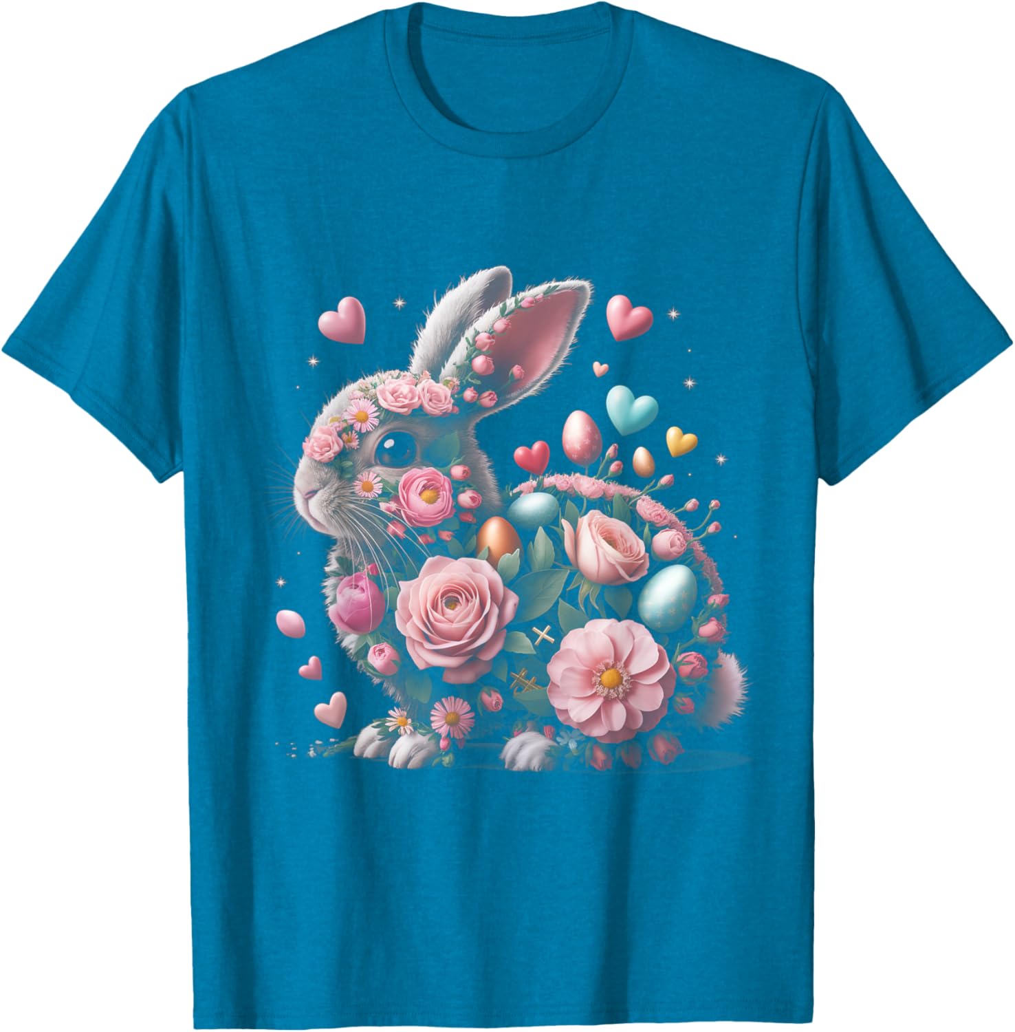 Whimsical Floral Easter Bunny Spring Aesthetic T-Shirt for Fun Celebrations - 10